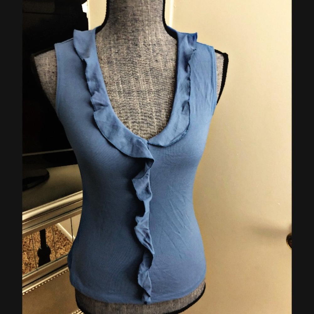 💟Blue Ruffle VNeck Sleeveless